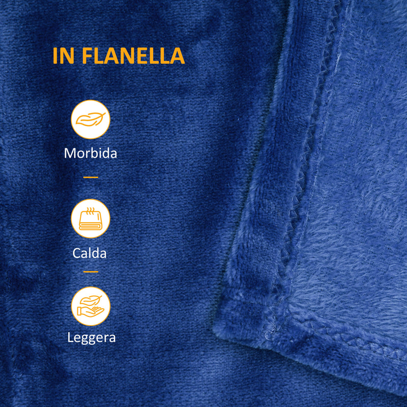 Coperta Reversibile 203x152x0,5 cm in Flanella 330 GSM Blu Scuro
