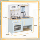 Cucina Giocattolo per Bambini con Fornelli e Armadietti 72x33x85,2 cm in Legno e PP Blu e Bianco 