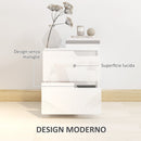 Comodino con Cassetti 40x40x48 cm in Legno Bianco Lucido  