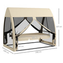 Dondolo da Giardino 2 in 1 Convertibile in Letto 240x140x197 cm con Zanzariera Caffè   