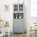 Credenza da Cucina 68x39,5x170 cm Stile Classico in Legno Grigio
