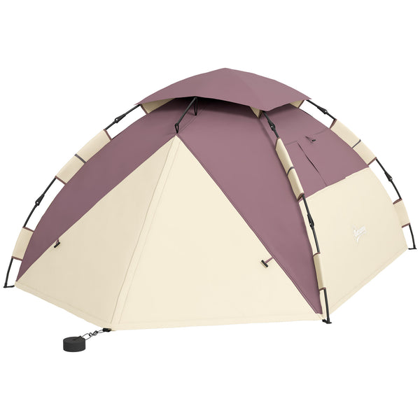 sconto Tenda da Campeggio 2 Posti con 2 Finestre e Gancio 225x190x130 cm in Poliestere e Fibra di Vetro Cachi