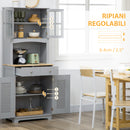 Credenza da Cucina 68x39,5x170 cm Stile Classico in Legno Grigio