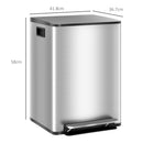 Pattumiera a Pedale 2 Sezioni da 20L 41,8x36,7x58 cm in Acciaio Inox e PP  