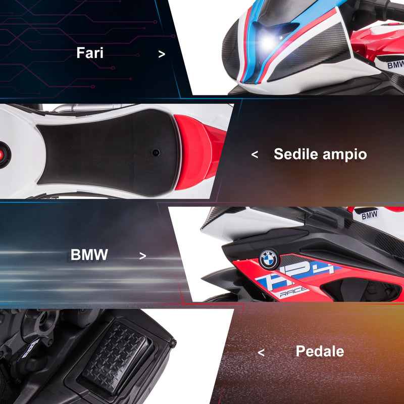 Moto per Bambini 6V con Licenza BMW HP4 con Fari Rosso