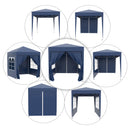 Gazebo Pieghevole Pop Up 2x2m in Poliestere e Acciaio Blu