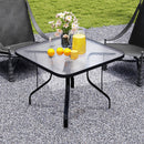 Tavolo da Giardino a 4 Posti 96,5x96,5x70 cm con Piano in Vetro e Foro per Ombrellone Ø54 mm Nero   