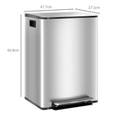Pattumiera a Pedale 2 Sezioni 30L 47,7x37,5x66,8 cm in Acciaio Inox e PP  
