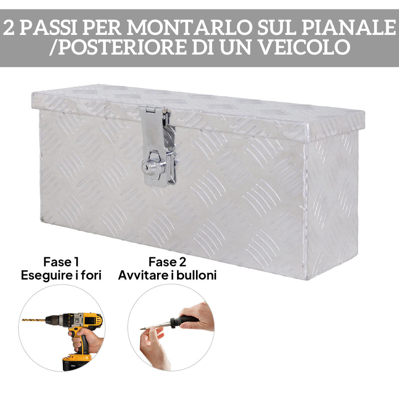 Cassetta Portautensili da 2 kg 50x15,5x20,5 cm con Chiusura a Chiave In Alluminio   
