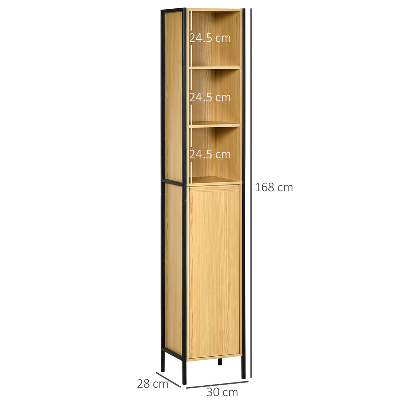 Mobile da Bagno a 3 Livelli con Torre per Asciugamani 30x28x168 cm in Truciolato e Acciaio Nero