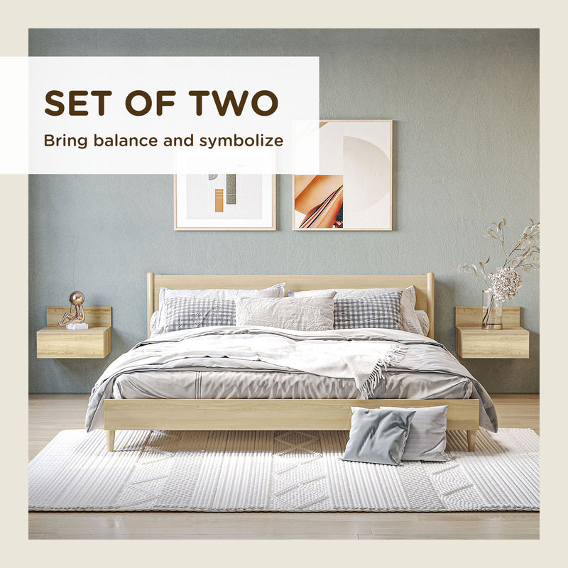 Set 2 Comodini Sospesi 43x36,5x30,5 cm in Truciolato Naturale