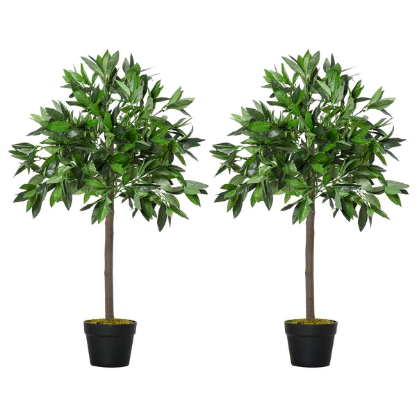 Set di 2 Alberi Artificiali di Alloro per Interni ed Esterni H90 cm con Vaso Verde prezzo