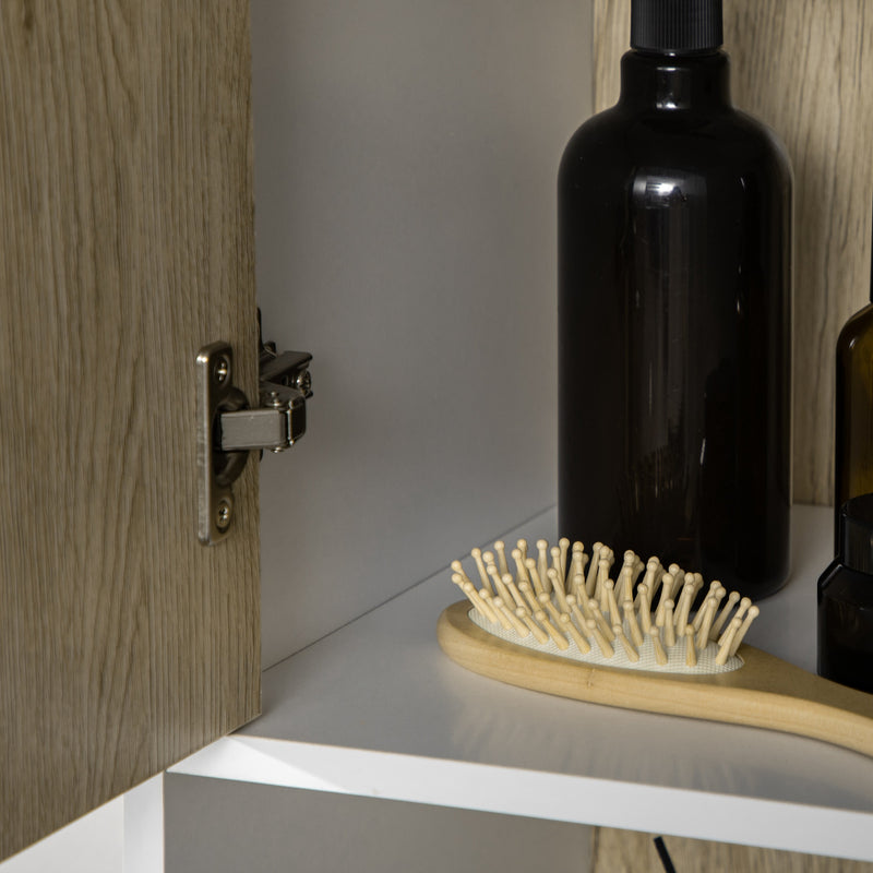 Colonna Bagno 2 Ripiani 2 Ante 30x31,5x169 cm in Truciolato Bianco e color Legno