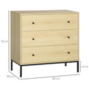 Cassettiera 3 Cassetti 80x40x78 cm in Acciaio e Legno Naturale