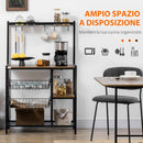Mobile Cucina con 5 Ganci 3 Ripiani 4 Cestelli 83,5x39x133 cm in MDF e Acciaio Marrone