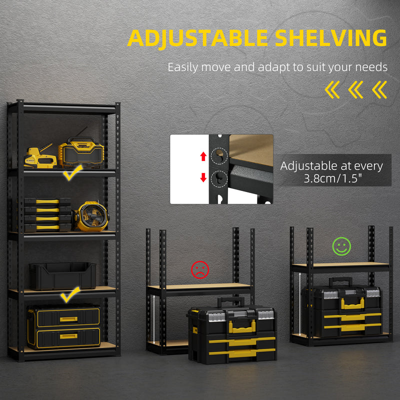 Set 2 Scaffalatura 5 Ripiani in MDF 70x30x167,5 cm Struttura in Acciaio Nero