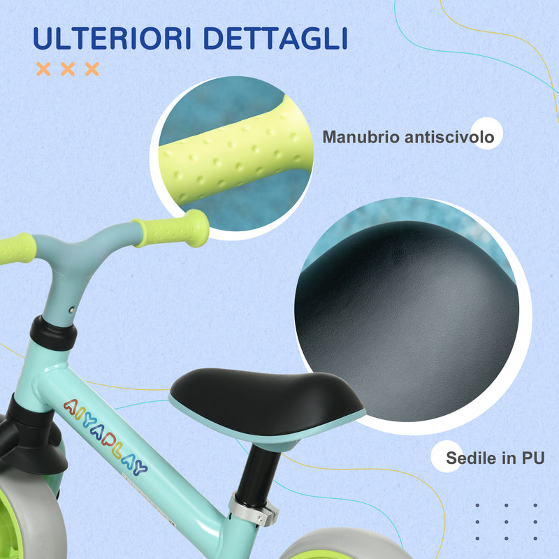 Bicicletta Pedagogica per Bambini Senza Pedali 66,5x34x47 cm in Acciaio PP PU e TPR Turchese-7