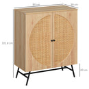 Credenza 80x39x101,8 cm in Legno e Rattan  Naturale