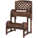 Fioriera da Esterno a 2 Livelli con Fori di Drenaggio e Griglia 42x49x80 cm in Legno di Abete Marrone