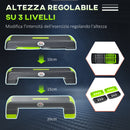 Step Fitness per Aerobica 78x28xh10-15-20 cm Altezza Regolabile in Plastica Verde e Grigio 