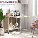 Tavolo Salvaspazio Pieghevole a 2 Ribalte per 6 Persone 130x80x74 cm Bianco e color Legno 