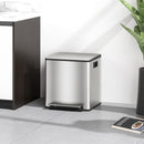 Pattumiera a Pedale 2 Sezioni 15L 41,8x36,7x44 cm in Acciaio Inox e PP  