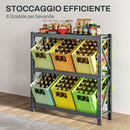 Scaffale Autoportante a 3 Livelli Ripiani Regolabili per 6 Casse di Bevande 110x30x110 cm Grigio