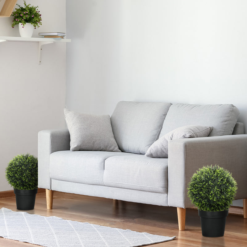 Set di 2 Piante Artificiali a Sfera Ø45 cm con Foglie di Cedro per Casa e Giardino Verde   