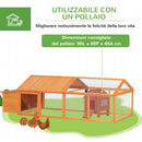 Pollaio da Giardino per 4-8 Galline con Rete Metallica e Tetto Apribile 240x112,5x76 cm in Legno Arancione