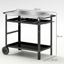 Carrello per Barbecue 100x52x80 cm con Piano in Acciaio Nero   
