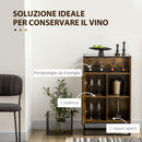 Mobile Multiuso con Portabottiglie 60x40x100 cm in Metallo Vetro e Truciolare Marrone