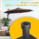 Base per Ombrellone Riempibile a Rotelle 45x45x40 cm in HDPE e Acciaio Nero   