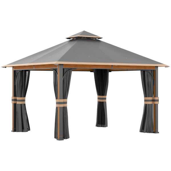 Gazebo da Giardino 3x4m con Tende e Zanzariere Grigio e Marrone prezzo