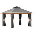 Gazebo da Giardino 3x4m con Tende e Zanzariere Grigio e Marrone