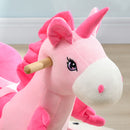 Unicorno a Dondolo Cavalcabile Peluche con 32 Canzoni 65x35x45 cm con Cintura di Sicurezza Rosa