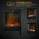 Camino Elettrico 2000W 40,5x20x62 cm con LED Effetto Fiamma Nero