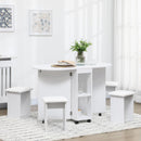 Tavolo Pieghevole Salvaspazio con 4 Sgabelli in Legno Truciolato Bianco