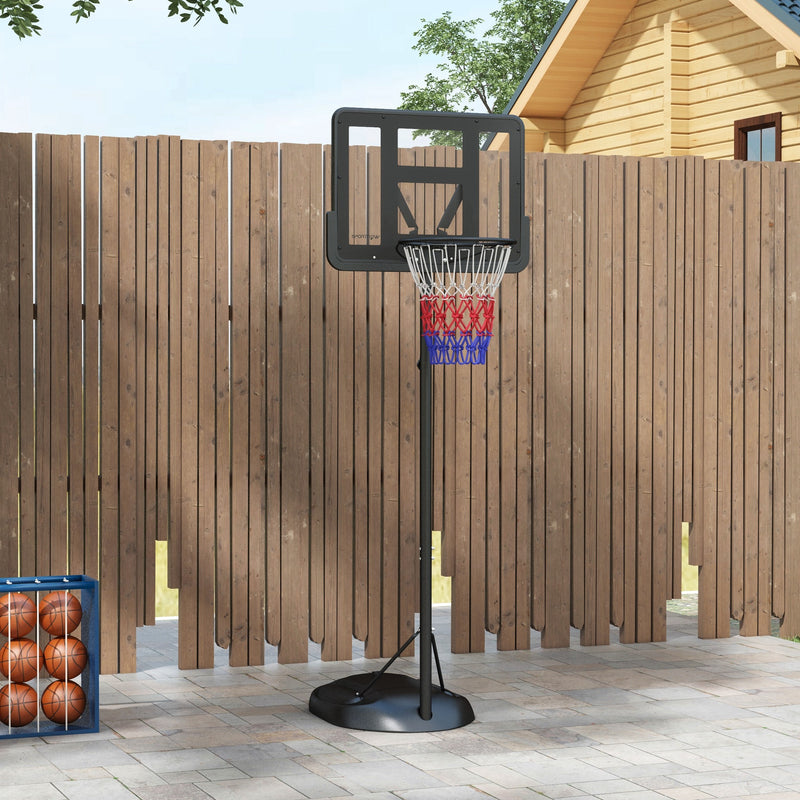 Canestro Basket ad Altezza Regolabile 216-277 cm con Base Riempibile in Acciaio e PE Nero-2