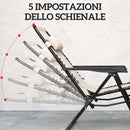 Set 2 Sedie Sdraio a Gravità Zero Pieghevoli e Tavolino Beige    