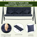 Dondolo da Giardino 3 Posti 198x118x168 cm Sedute Separate con Chaise Longue Blu Scuro   