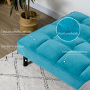 Divano Letto 3 Posti Matrimoniale 178x87x81 cm  in Tessuto Effetto Velluto Verde