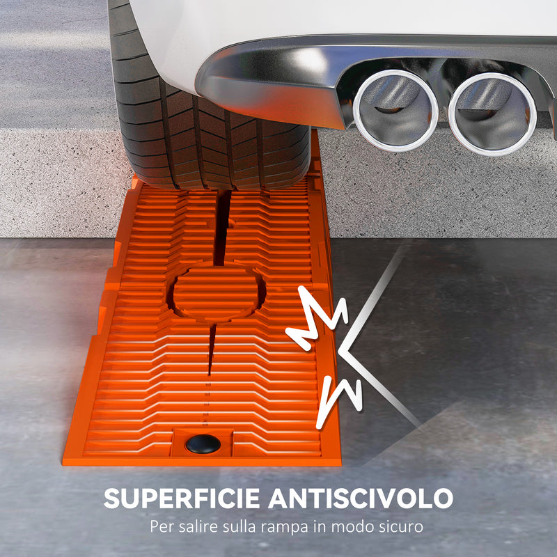 Set 2 Rampe per Auto 91x30x21 cm con Carico Massimo 5 Tonnellate in Plastica Arancione  