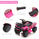 Quad Elettrico per Bambini 18-36 Mesi con Batteria Ricaricabile 6V 70x42x45 cm in Metallo e PP Rosa
