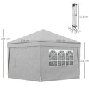 Gazebo da Giardino 300x300 cm Pieghevole ad Altezza Regolabile con Finestrelle in Acciaio e Tessuto Oxford Grigio Chiaro  