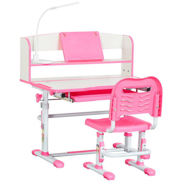 sconto Banco Scuola per Bambini Regolabile con Luce LED Leggio e Portapenne Rosa