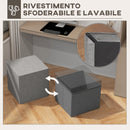 Pouf Poggiapiedi Quadrato  Rivestimento Rimovibile in Tessuto Effetto Lino 41x41x41 cm Grigio Chiaro