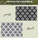 Tappeto da Esterno Reversibile 182x274 cm con Fantasia Geometrica Nero e Bianco   