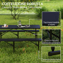 Set da Pic Nic Pieghevole a 3 Pezzi con Tavolo e 2 Panche in HDPE e Metallo Nero    