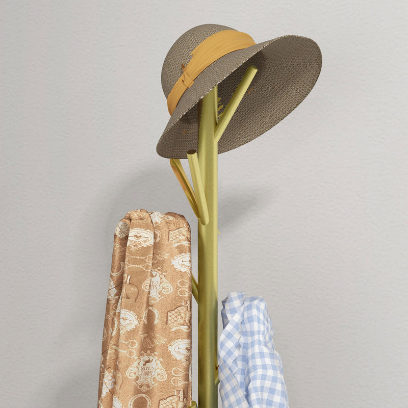 Appendiabiti da Terra 8 Ganci 32x164cm Base in Marmo e Acciaio Oro 