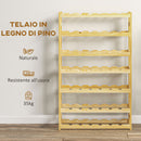 Scaffale Portabottiglie a 7 Livelli per 42 Bottiglie di Vino 63x25x102 cm Legno di Pino Naturale